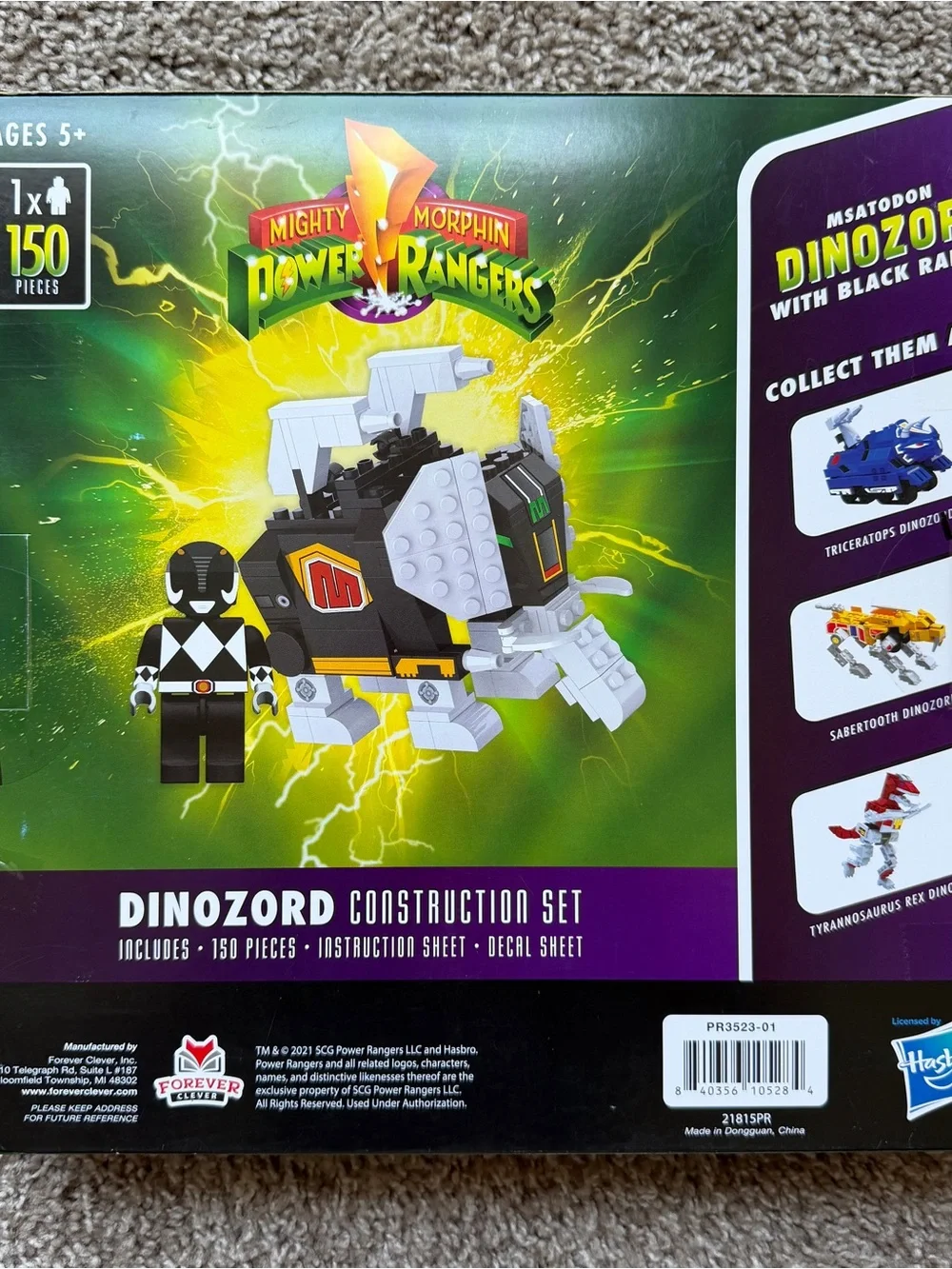 MIGHTY MORPHIN POWER RANGERS DINOZORD CONSTRUCTION SET MASTODON BLACK NEW